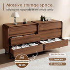 Nasonet 3 Drawer Dressers for Bedroom, Mid Century Modern Chests of Drawers, Curved Dresser with Storage Drawer, Wooden Bedroom Furniture Drawer for Closet, Home Office, Walnut