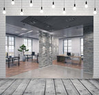 BELECO 15x10ft Fabric Modern Office Backdrop Video Conference Elegant Business Office Interior Brick Wall Windows Virtual Office Photo Background Live Video Zoom Calls Photoshoot Props (A10555-1510) - size: 15x10FT
