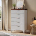 GarveeHome Fluted Dresser for Bedroom with 5 Deep Drawers, White