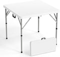 VINGLI 34" Fold in Half Square Table, Bi-Folding Commercial Portable Plastic Dining Table for Kitchen Outdoor Party Wedding Event, White