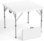 VINGLI 34" Fold in Half Square Table, Bi-Folding Commercial Portable Plastic Dining Table for Kitchen Outdoor Party Wedding Event, White
