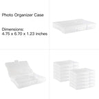 novelinks Transparent 4" x 6" Photo Organizers and Photo Storage Box with Handle, 16 Inner Photo Cases, Portable Picture Organizers & Photo Storage Containers (Clear-Gold Handle)