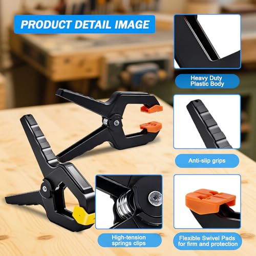 40 Pack Clamps for Woodworking Spring Clamp Plastic 3.5in Clips Heavy Duty for Backdrop Clips Tarp Holder Photography Backdrops Clip for Crafts Orange Head with Black - size: Orange Head with Black-40PCS