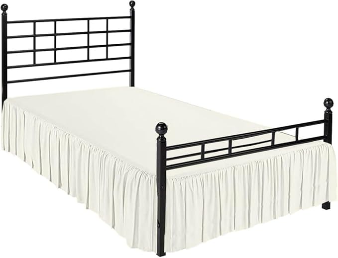 Ruffle Bed Skirt with Split Corners, Microfiber Dust Ruffled for a Perfectly Tailored Bedding Ensemble, Wrinkle and Fade Free, Easy Fit, Twin Size 18 Inch Drop, Ivory