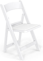 VINGLI Resin Folding Chairs with Cushion, Foldable Plastic Chair with Comfortable Padded Seats, Perfect for Event Party Indoor Outdoor, White, 1 PC