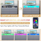 Gyfimoie Grey 6-Drawer Dresser for Bedroom w/Power Outlet and LED Light