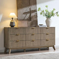 T4TREAM 63" Wide Fluted 9 Drawer Dresser for Bedroom, Grey Alder