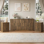 9 Drawer Dresser & 3-Drawer Nightstand Set 3-Piece, Walnut丨63 Long Dresser Set Night Stand Set of 2 with Metal Handle, Modern Wood Chest of Drawers Storage Dressers Set for Bedroom