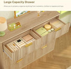 TEENOFN Fluted Dresser for Bedroom with 8 Drawers, 47.2" Wide Modern Chest of Drawers with Metal Handle, Dresser TV Stand, Wood Closet Clothes Storage Organizer for Living Room, Hallway, Natural