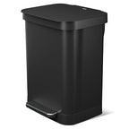 Glad Stainless Steel Step Trash Can, Series 2 with Clorox Protection - Large Black Kitchen Garbage Bin with Soft Close Lid, Foot Pedal and Waste Bag Roll Holder, 13 Gallon