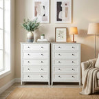 Karl home White Farmhouse 5 Drawers Tall Dresser, Bedroom Storage Chest