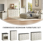 Farmhouse 9 Drawer Dresser for Bedroom, 55" White Dresser with TV Stand