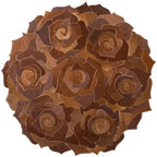Round Floral Area Rug – Elegant Textured Rose Design – Soft Decorative Circle Mat with Non-Slip Backing for Living Room, Bedroom, Nursery, or Entryway(Brown_5x5 ft)