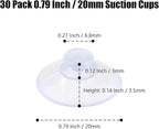 30 Pack Glass Table Suction Cups - 20mm Rubber Suckers Without Hooks