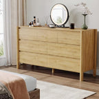 HOUROM Oak Dresser for Bedroom,51" Wide 7 Drawer Mid Century Modern Chest