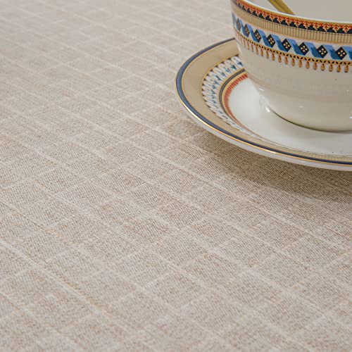 GLORY SEASON Textured Tablecloth Linen-Look Rustic Burlap Style Washable Solid Heavy Weight Lace Trim Rectangle Fabric Table Cloth,Table Cover for Kitchen Dinning Tabletop Decoration55x70 in Beige - size: 70" x 55" (Rectangular)
