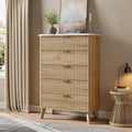 GarveeHome Fluted Dresser for Bedroom with 5 Deep Drawers, Natural Oak