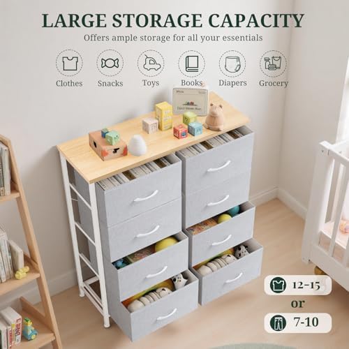 8-Drawer Dresser for Bedroom, Anti-Tip Tall Storage Organizer