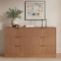 6 Drawer Dresser for Bedroom, 55" Wide Fluted Chest of Drawers