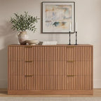 6 Drawer Dresser for Bedroom, 55" Wide Fluted Chest of Drawers