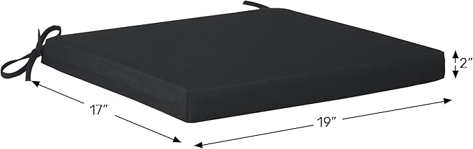 WestinTrends Solace Outdoor Patio Kitchen Dining Chair Square Seat Cushions Set of 4, 19 x 17, Black