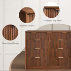 LYNCOHOME Fluted Tall Dresser for Bedroom, 9 Drawer Chest of Drawers,Walnut