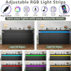 Gyfimoie 9 Drawer Dresser with Power Outlet, Modern Dresser with LED Light