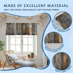Rustic Wood Plank Pattern Curtain, Two-Pack, Weathered Barn Texture Background, Suitable for Kitchen, Bathroom, Bedroom, 54x18 inches. - color: Rustic Wood Plank