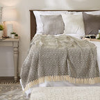 DII Rustic Farmhouse Double Diamond Woven Throw, 50x60, Mineral - color: Mineral