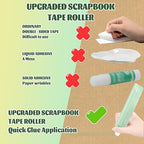 Glue Tape Roller, Double Sided Tape for Crafts Scrapbooking Supplies, Scrapbook Tape Runner Glue Gradient Green（4 Pack）