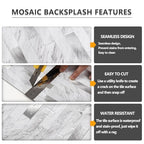 STICKGOO 20 Sheets Peel and Stick Backsplash Tile, Stick on Backsplash for Kitchen and Bathroom, White Marble Look PVC Mixed Metal Silver Self Adhesive Wall Tiles - color: White Marble + Metal Silver