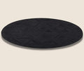 Black Round Rug 4x4 ft – Soft Anti-Slip Modern Faux Leather Area Carpet with Textured Geometric Pattern Rug for Living Room, Bedroom, Dining, Kids Room, Playroom, Lounge & Home Decor