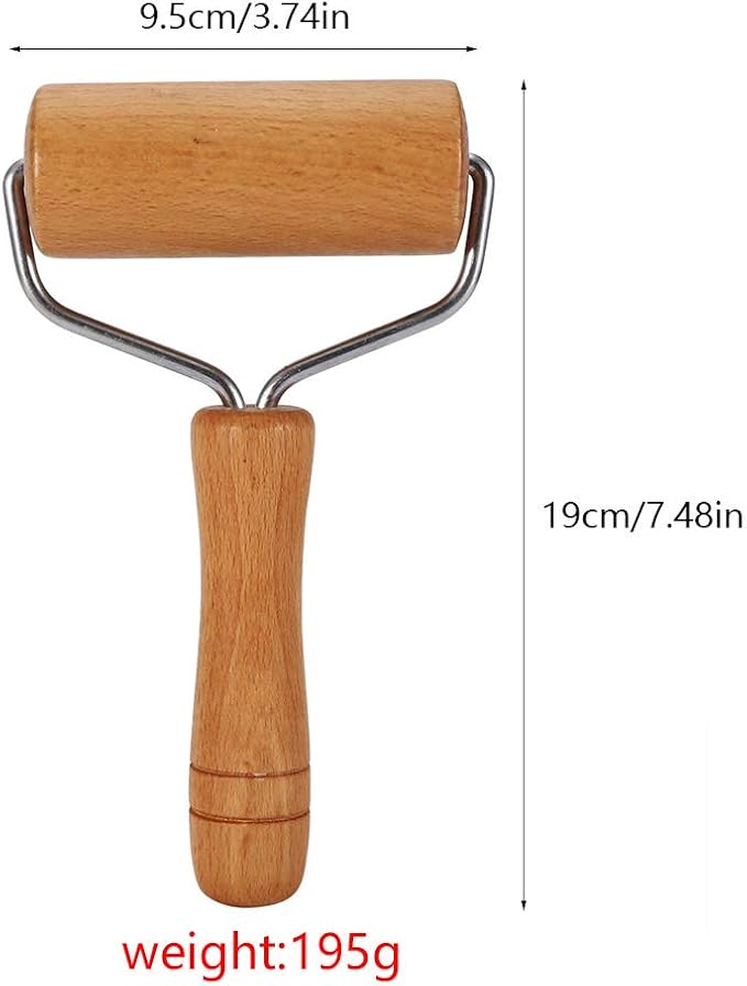 Watris Veiyi Small Rolling Pin, Wooden Dough Roller, Non-Stick Pizza Roller, Dough Baker Roller Set for Home Kitchen Baking Cooking(9.5cm/3.74in)
