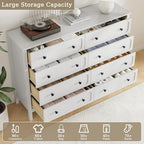 Tradare White Dresser for Bedroom, 8 Drawer Dresser with Metal Handles, 55" Wide Modern Dressers & Chest of Drawers for Living Room, Hallway, Entryway
