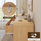 Decofy 47" W Fluted 6-Drawer Dresser for Bedroom, Natural Oak