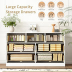 7 Drawer Fluted Dresser with Deep Drawers for Bedroom, White丨55 Wide Mid Century Dresser, Modern Chest of Drawers, Wood TV Stand Storage Organizer for Closet, Living Room, Hallway
