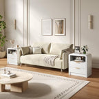 Decofy Fluted 2-Drawer Nightstand Set of 2 with Charging Station, White