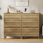Furniway 45" Tall 5 Drawer Wood Dresser for Bedroom with Legs, Natural Oak