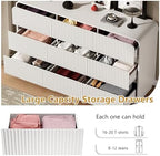 Wodeer White Dresser Fluted 9 Drawers Dresser for Bedroom, 59" Wide Wood Chest of Drawers with Hidden Handles & Rounded Corners, Modern TV Stand Storage Cabinet for Living Room, Hallway, Entryway