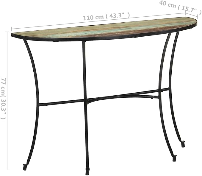 Solid Reclaimed Wood Side Table, Mixed Color Finish, 15.7x43.3x30.3 Inch Console
