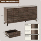 63" Wide Fluted 9 Drawers Dresser for Bedroom,Curved Edge,Walnut