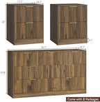 7 Drawer Dresser & 2-Drawer Nightstand Set 3-Piece, Walnut丨55 Wide Bedroom Set Night Stand Set of 2 with Metal Handle, Fluted Wood Chest of Drawers Storage Dressers Set for Bedroom