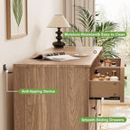 INNOD Fluted 6 Drawers Dresser, 54" Wide Modern Chest of Drawers with Round Corners, Wooden Dresser TV Stand, Wood Drawer Organizer for Bedroom, Living Room, Hallway