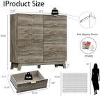 Xixini Fluted Dresser for Bedroom with 10 Drawers, 48" Wide Modern Chest of Drawers with Metal Handle, Wooden Dresser TV Stand, Wood Closet Clothes Storage Organizer for Living Room, Hallway, Grey