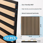 Art3d 12-Pack Acoustic Slat Panel & Ceiling Tile, 2 x 2 ft, Natural Oak