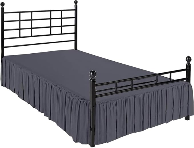 Ruffle Bed Skirt with Split Corners, Microfiber Dust Ruffled for a Perfectly Tailored Bedding Ensemble, Wrinkle and Fade Free, Easy Fit, King Size 15 Inch Drop, Dark Grey