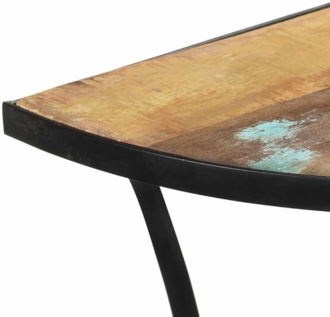 Solid Reclaimed Wood Side Table, Mixed Color Finish, 15.7x43.3x30.3 Inch Console
