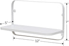 WELLAND White Floating Shelves Set of 2, Small Fold Down Wall Shelf Folding Display Wall Shelves for RV, Camper, Loft, Bedside | White Wooden Board & Metal Frame | 12" W x 5" D x 7" H