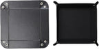 Valet Tray Desktop Storage Organizer – Vegan Leather Catchall Tray Bedside Vanity Tray Nightstand Caddy Holder for Remote Controller, Watch, Keys, Phone, Wallet, Coin, Jewelry, Black