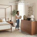 6 Drawer Dresser for Bedroom, 55" Wide Fluted Chest of Drawers